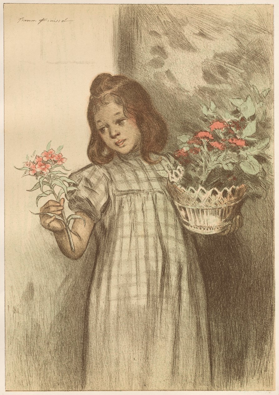 Bloemenverkoopster door Firmin Bouisset
