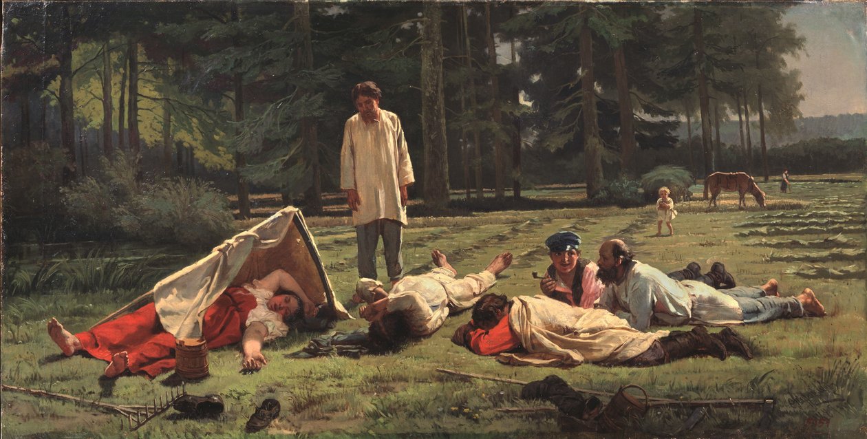 Rust bij de hooioogst, 1887 door Firs Sergeevich Zhuravlev