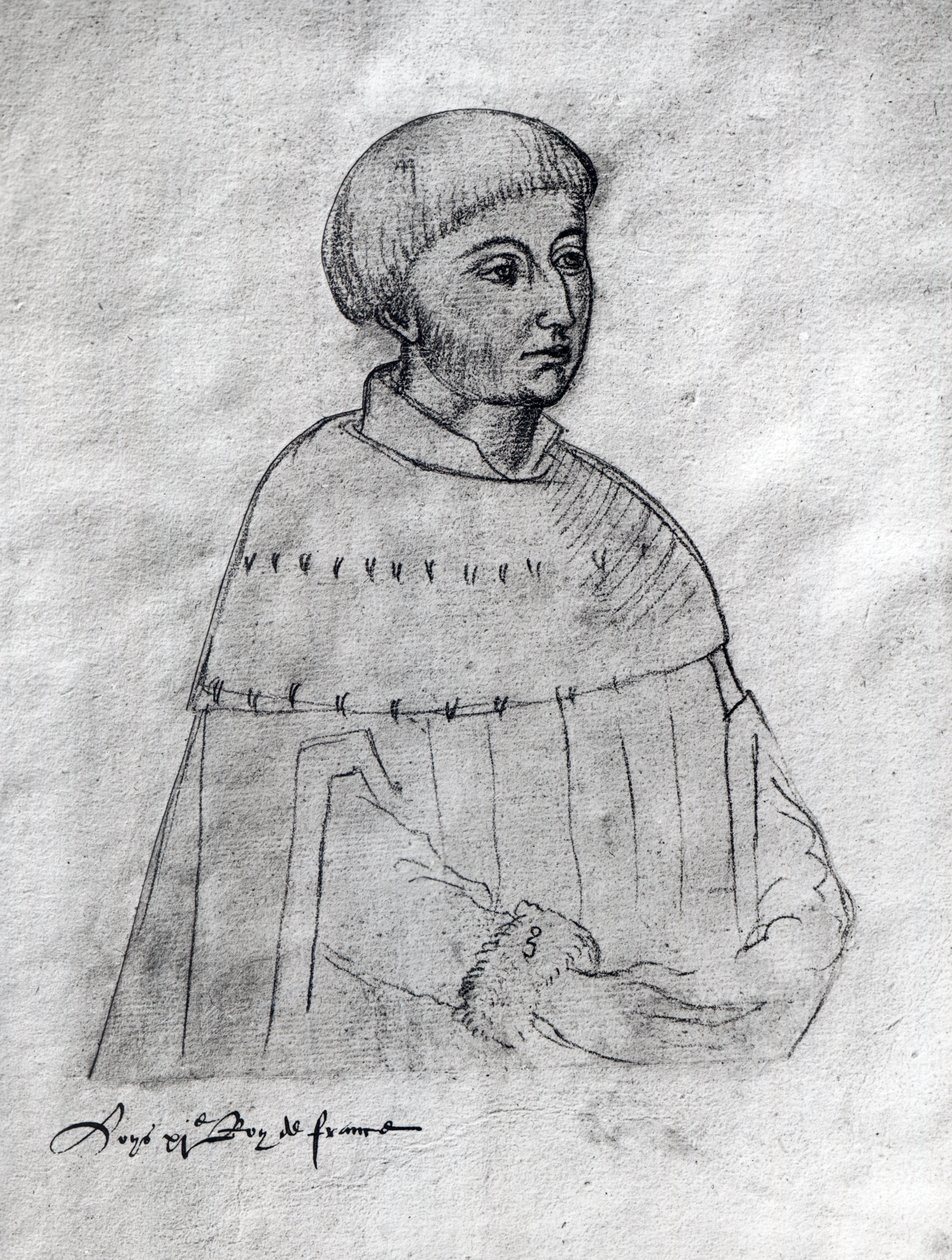 Ms 266 f.3 Portret van Lodewijk XI (1423-83) uit de 