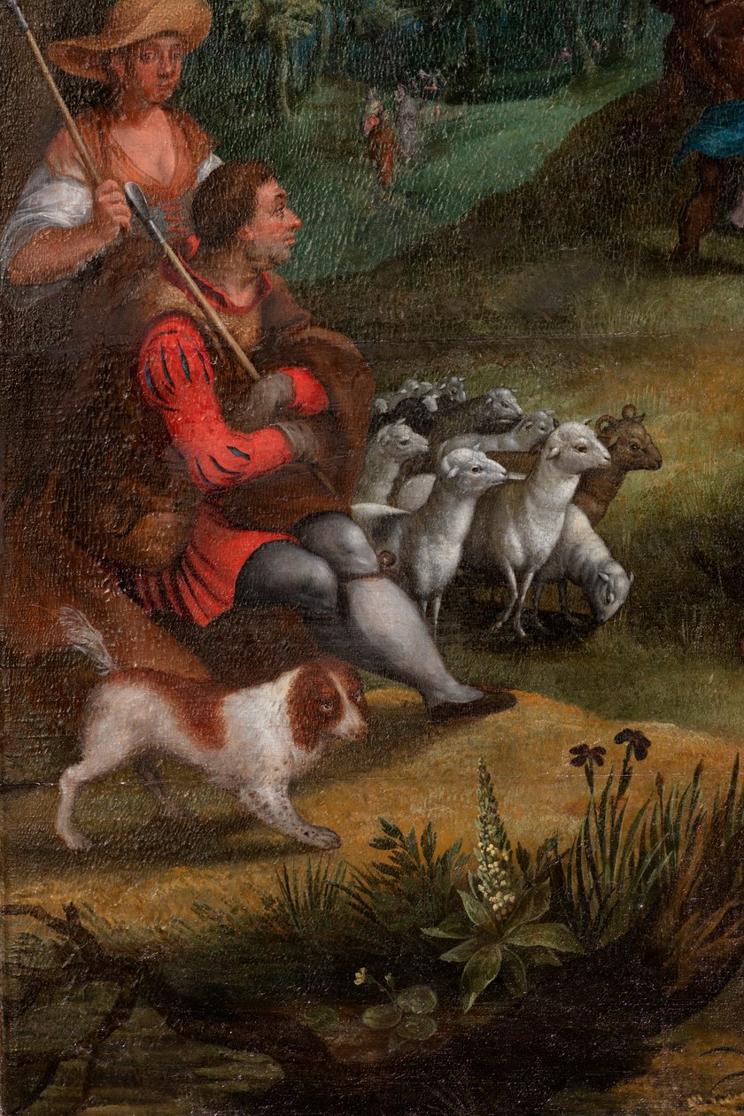 Prediking van Johannes in de woestijn door Flemish School