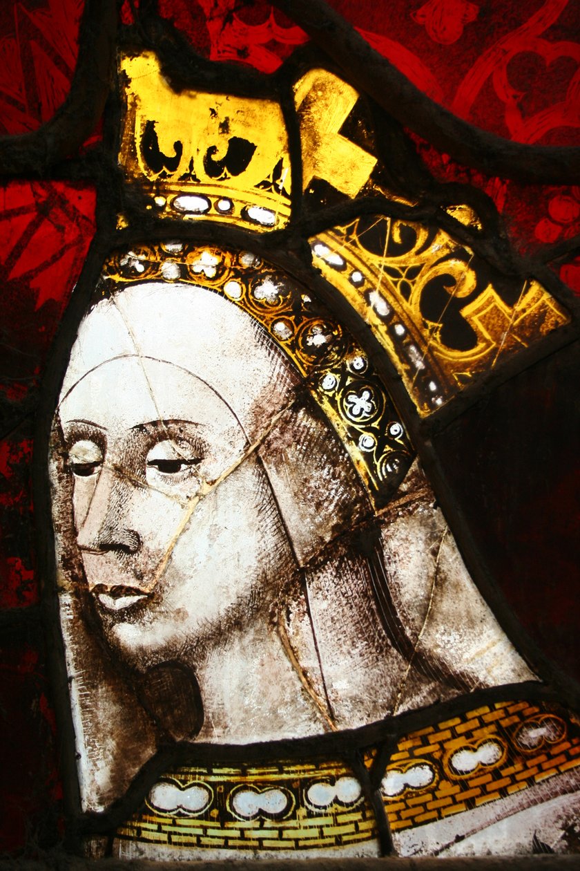 Koningin Elizabeth Woodville, ca. 1480 (glas-in-lood) door Flemish School