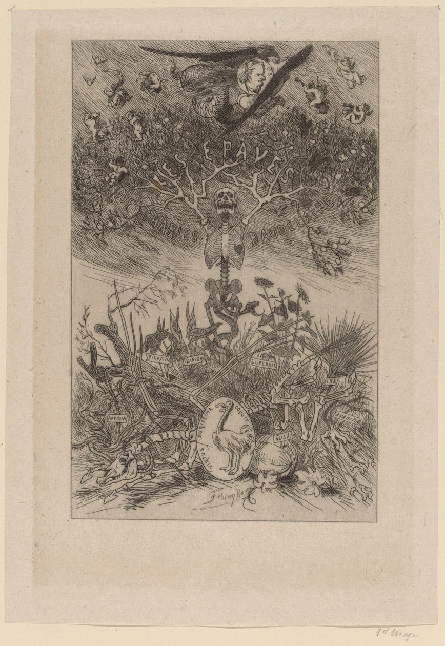 Frontispice: De Wezen (Les Epaves) door Félicien Rops