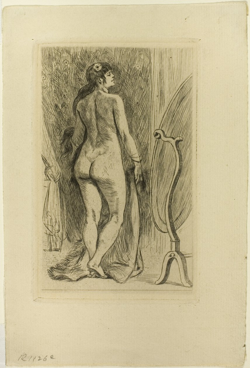 Staande Vrouw met een Bontjas door Félicien Rops