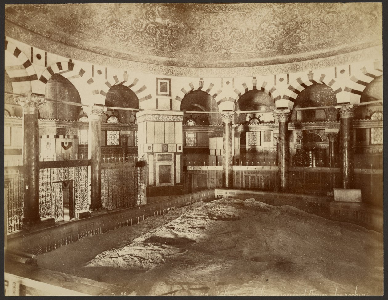 Interieur, Rotskoepel, Jeruzalem door Félix Bonfils