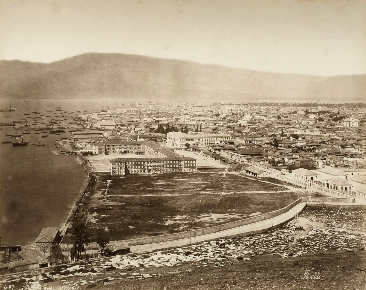 Uitzicht op Smyrna, in Turkije door Félix Bonfils