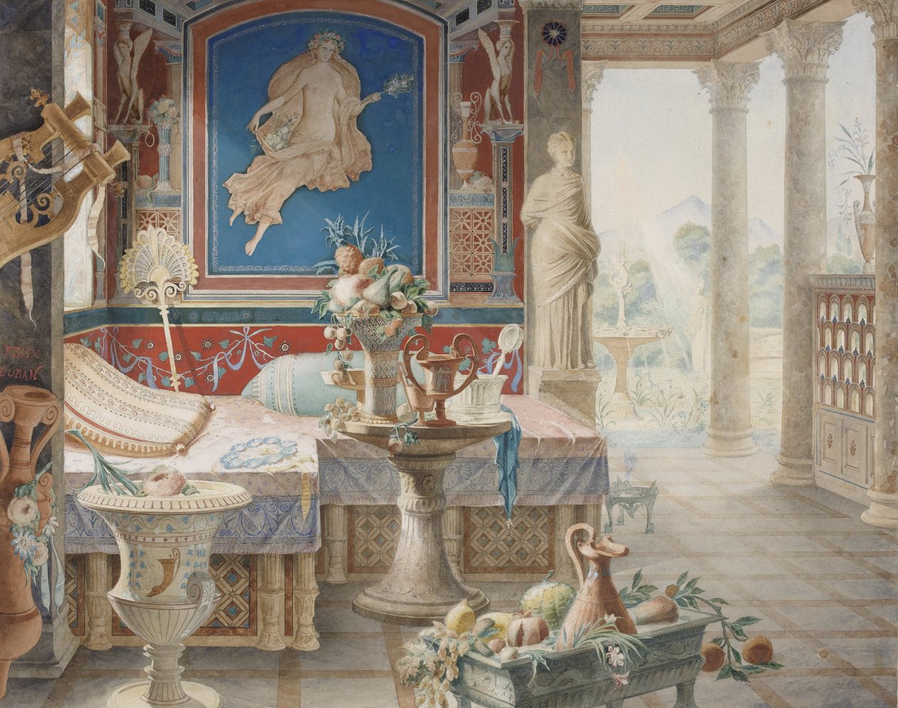 Architectonische Fantasie in de Stijl van Pompeii door Félix Duban