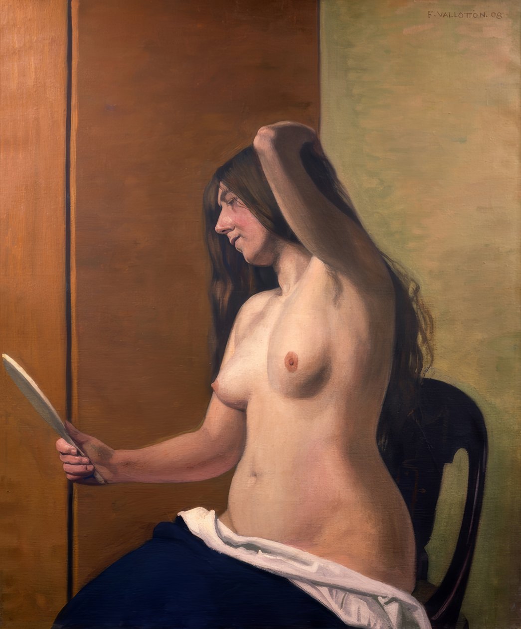 Naakt met spiegel door Félix Vallotton