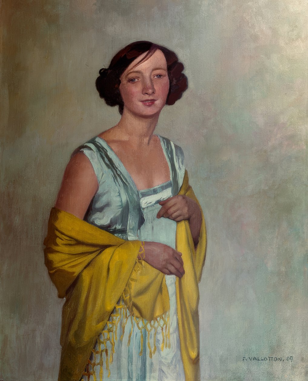 Portret van een dame met een gele sjaal door Félix Vallotton