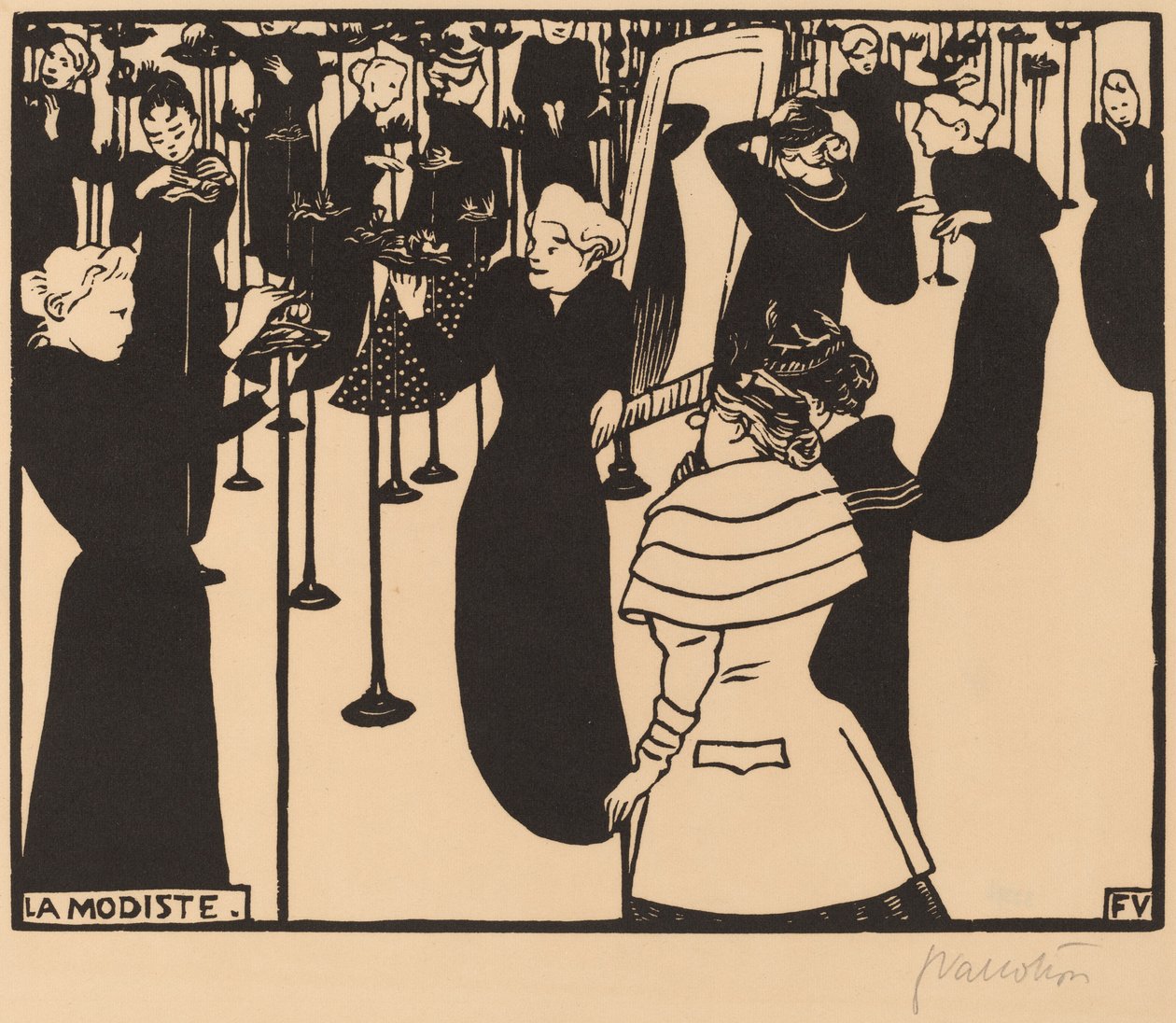 De Hoedenmaakster (La Modiste) door Félix Vallotton