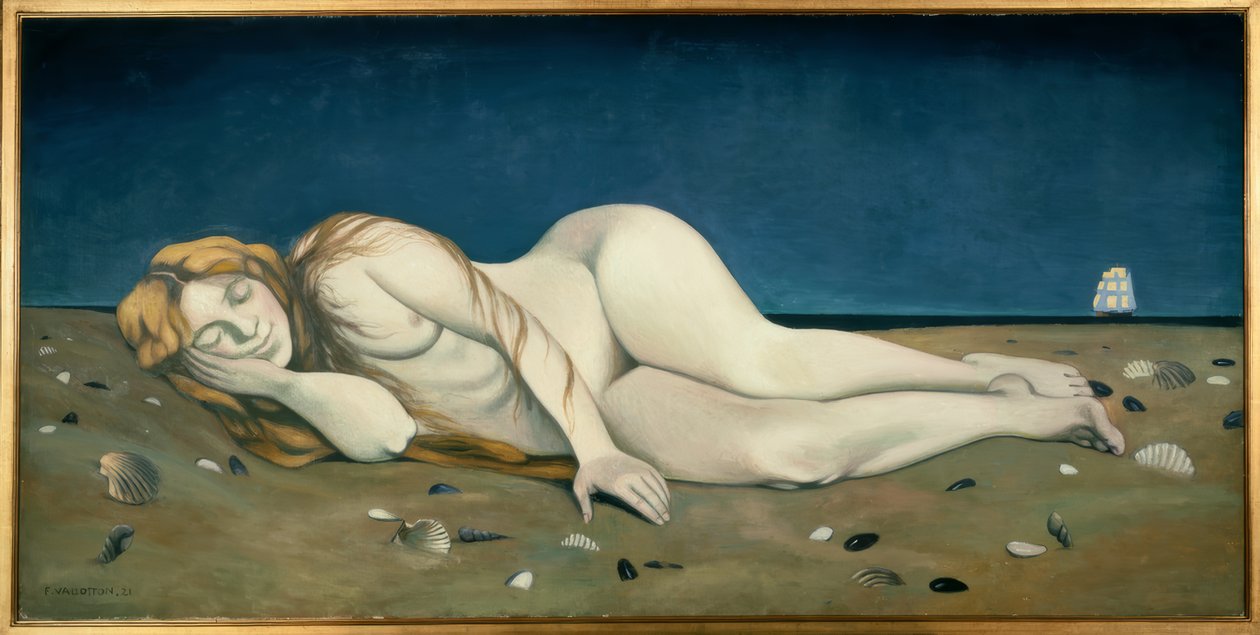Slapende bader op het zand door Félix Vallotton