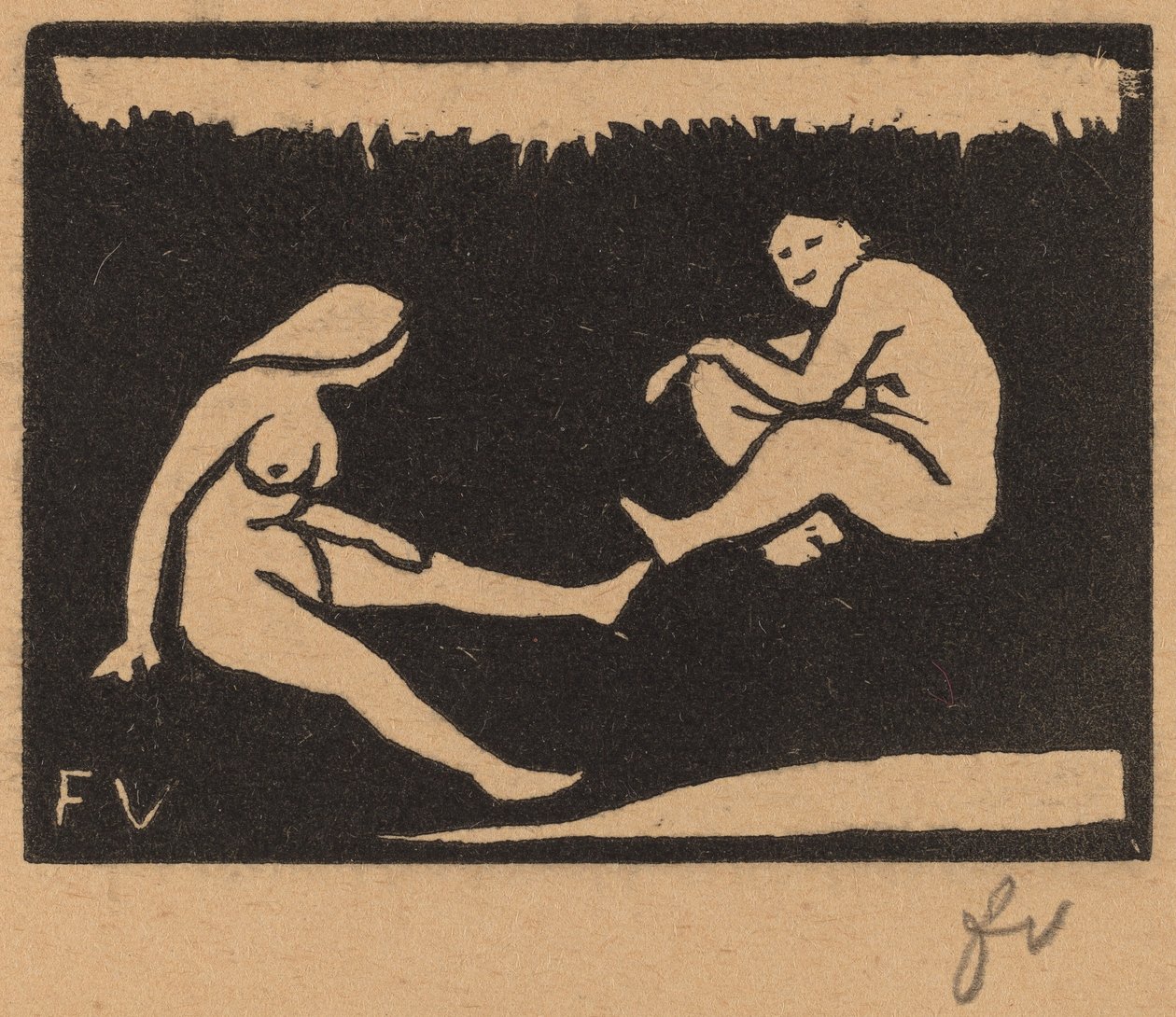 Twee Zittende Baders (Deux baigneuses assises) door Félix Vallotton