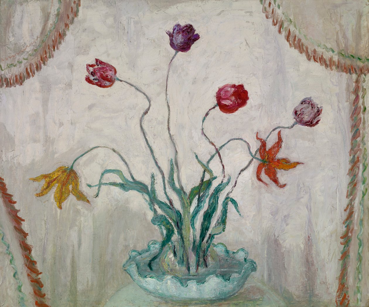 Kom met tulpen door Florine Stettheimer
