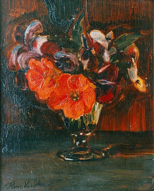 Bloemen in een glas door Floris Verster