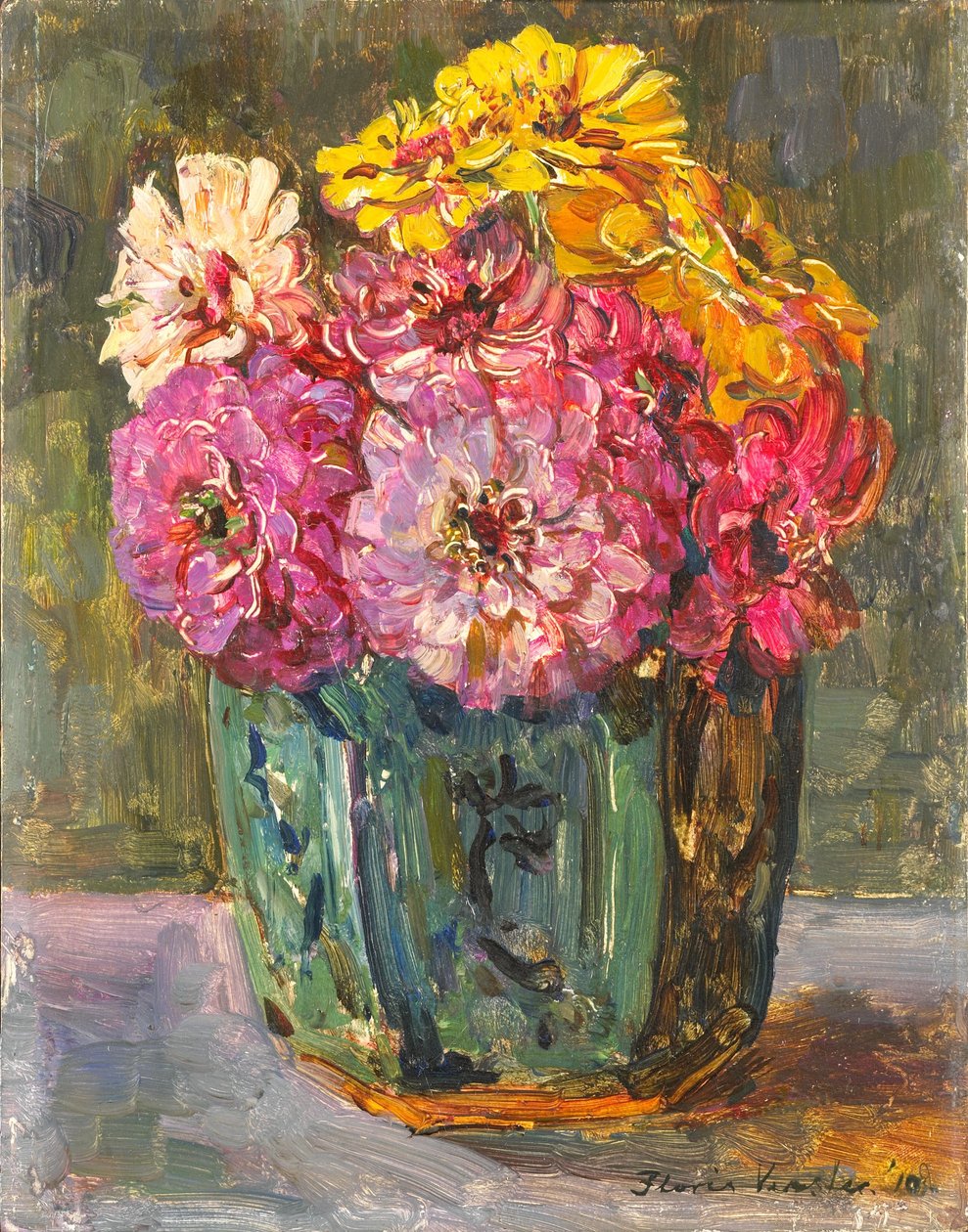 Stilleven met zinnia