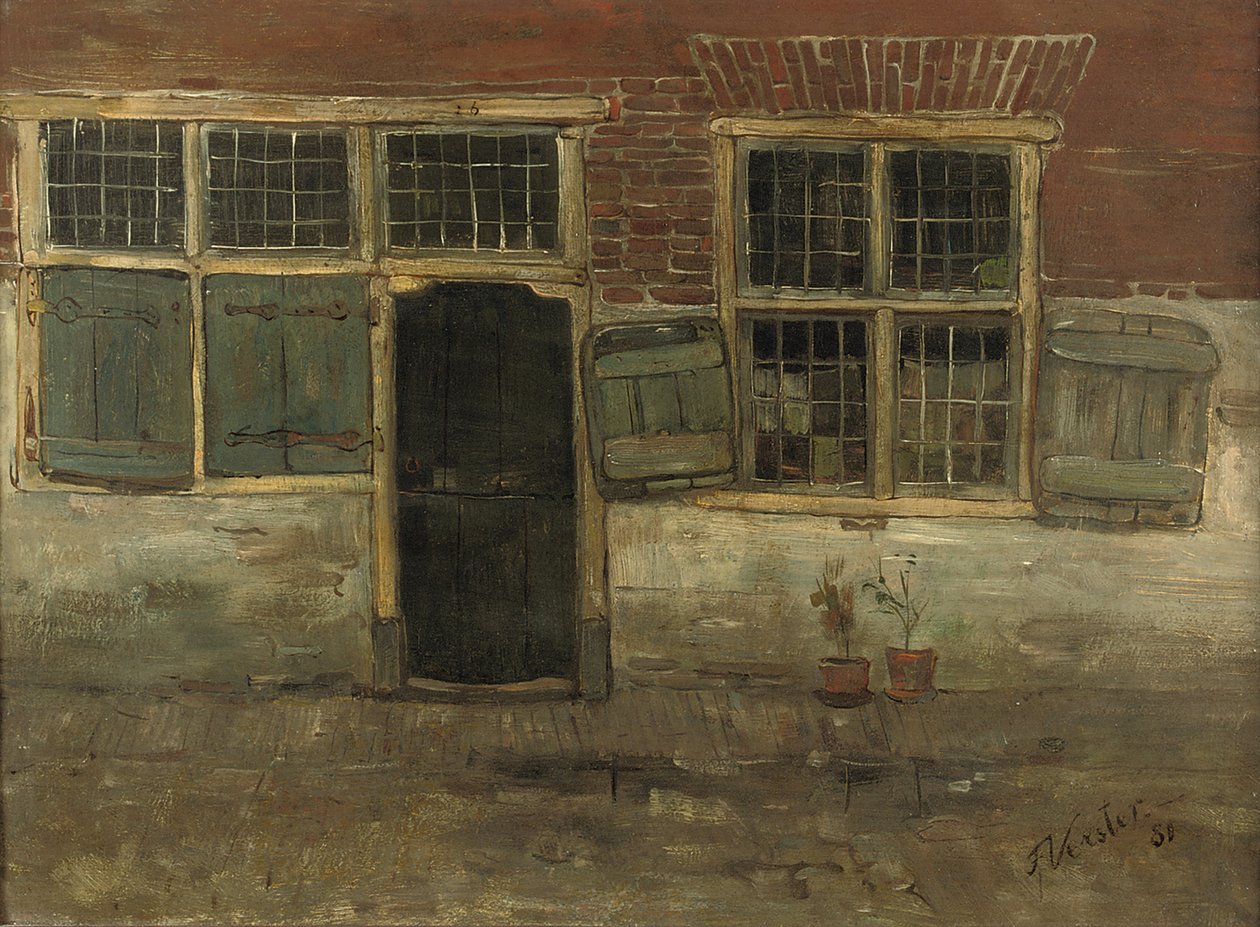 Kleine huizen, Leiden, 1881 door Floris Verster