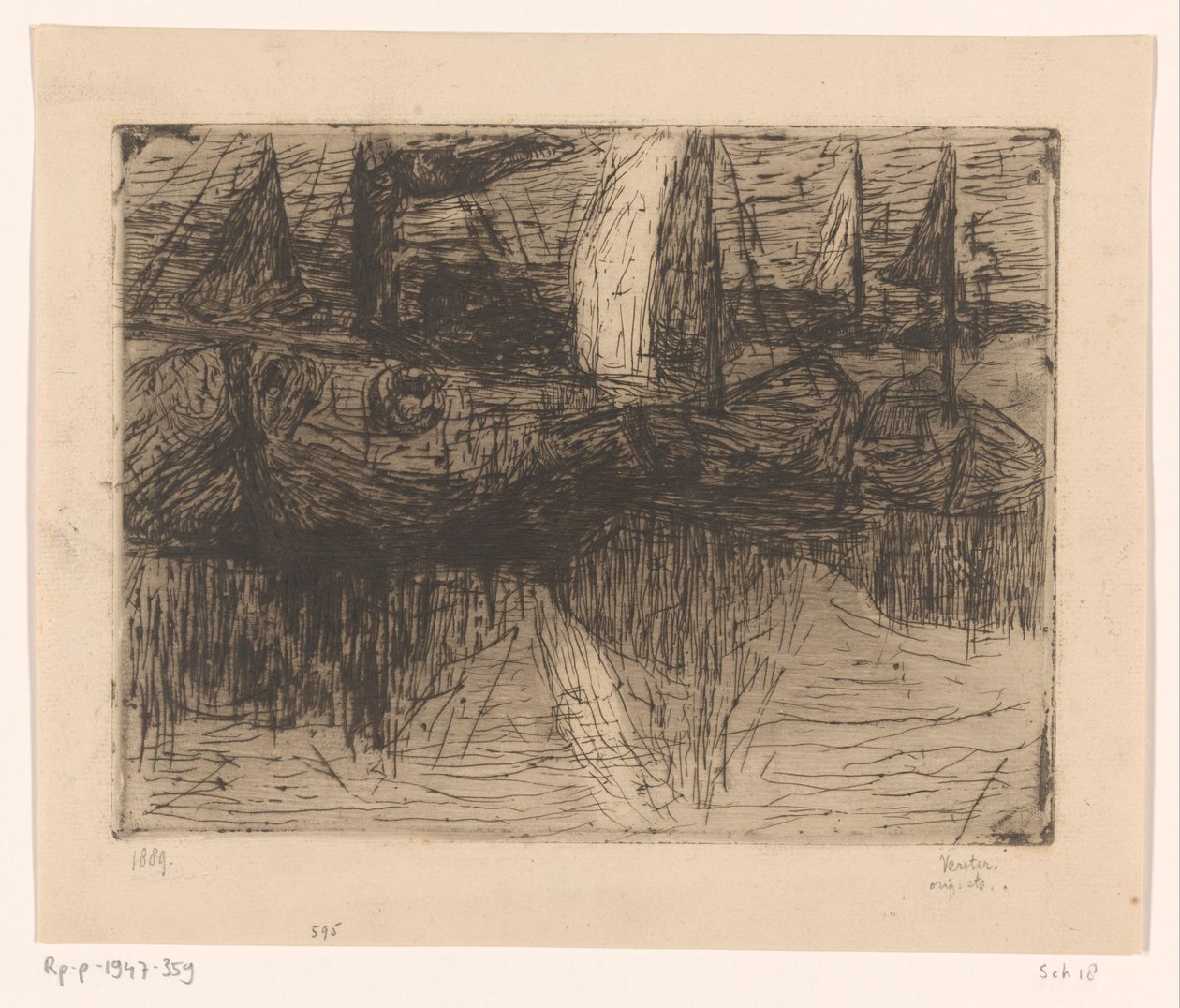 Schepen in haven door Floris Verster