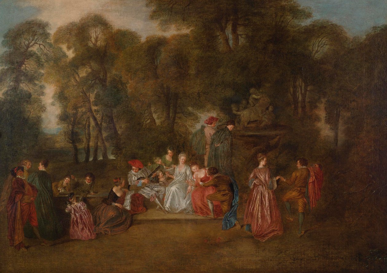 Fête galante door Follower of Antoine Watteau