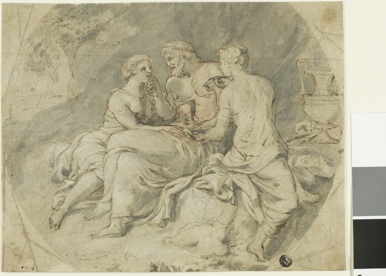 Lot en zijn dochters door Follower of Charles Le Brun