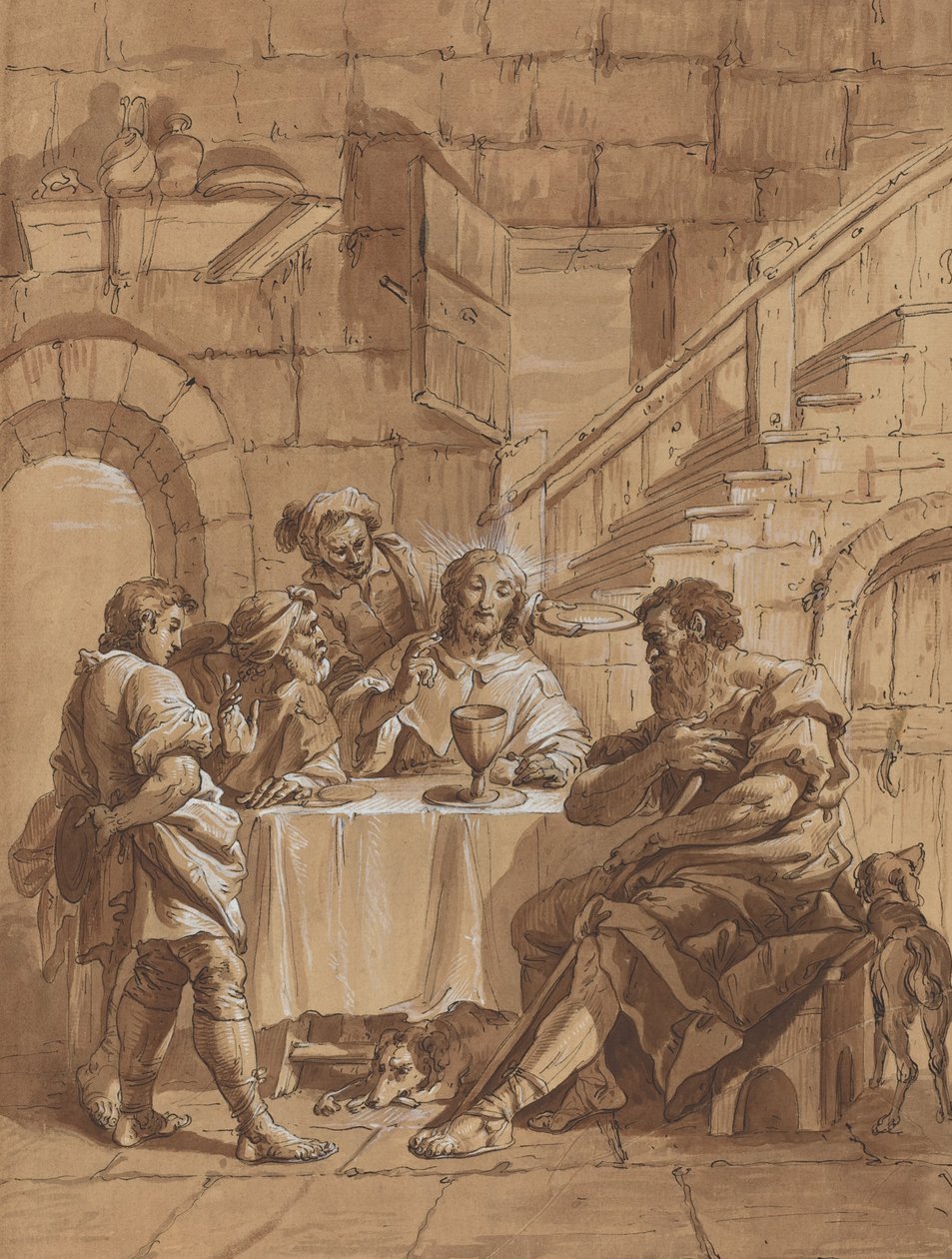 Avondmaal in Emmaüs door Follower of Francesco Fontebasso