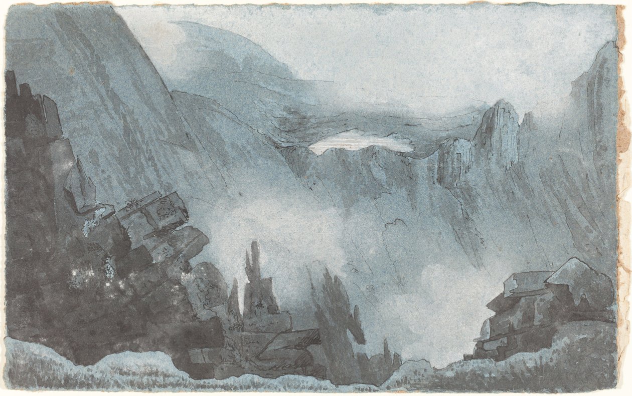 Berglandschap met Rotsen door Follower of John Sell Cotman