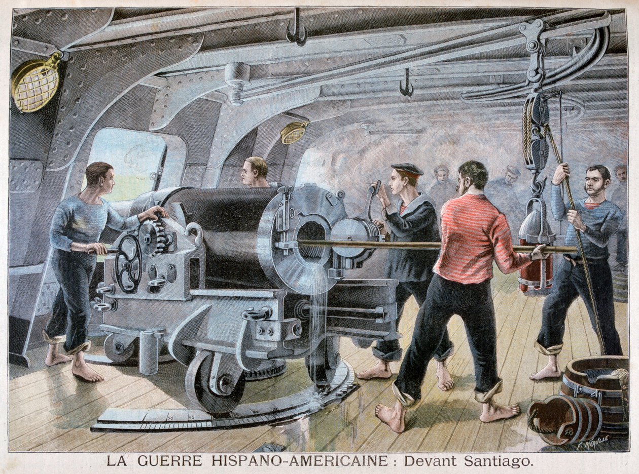 Slag bij Santiago, Spaans-Amerikaanse Oorlog, 1898 door Fortuné Méaulle