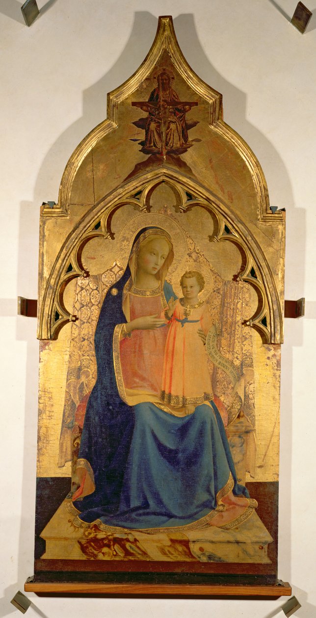 Madonna en Kind, centraal paneel van De Madonna en Kind met de Heilige Drie-eenheid Tabernakel, c.1430 door Fra Angelico