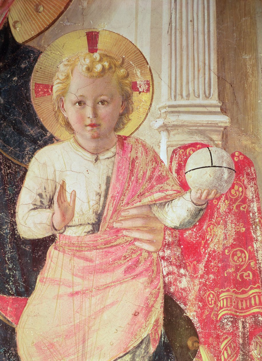 Madonna van de Schaduw of Maagd en Kind tussen Sint Dominicus, Cosmas, Damianus, Marcus, Johannes de Evangelist, Thomas van Aquino, Laurentius en Pierre de martelaar (detail) door Fra Angelico