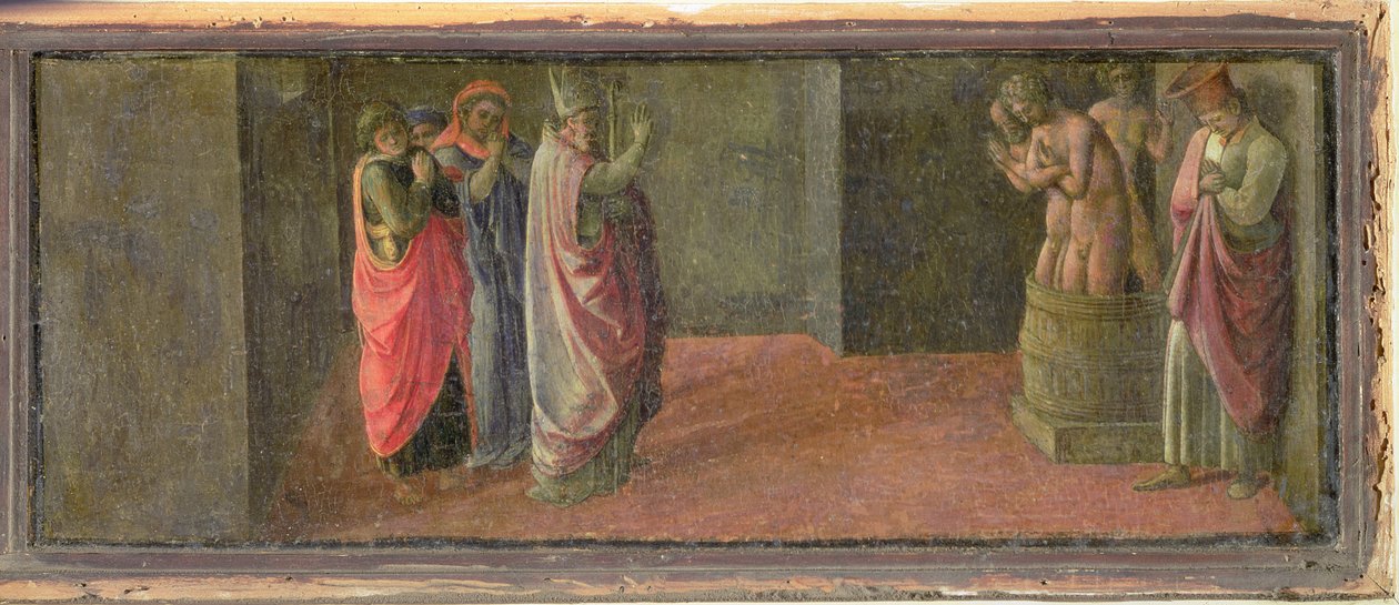St. Nicolaas wekt drie vermoorde jongeren tot leven, (in de Martelli-kapel) door Fra Filippo Lippi