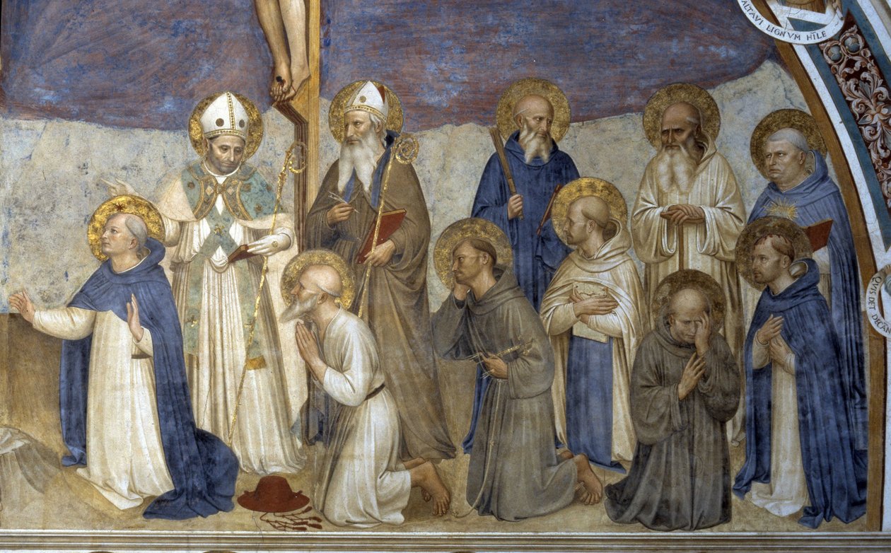 Kruisiging met heiligen (detail) door Fra  Angelico