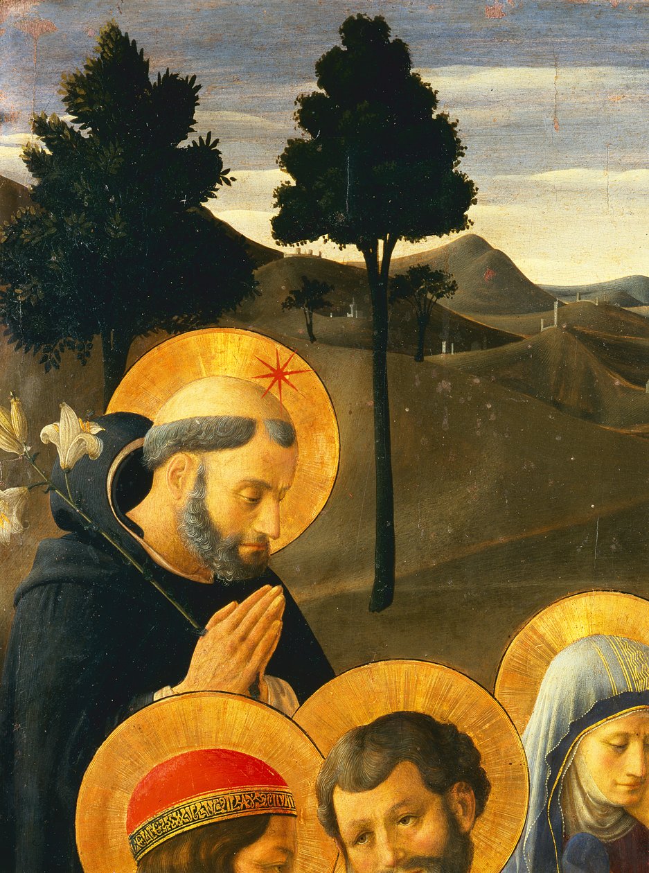 Detail van St. Dominicus van de Kruisiging door Fra Angelico