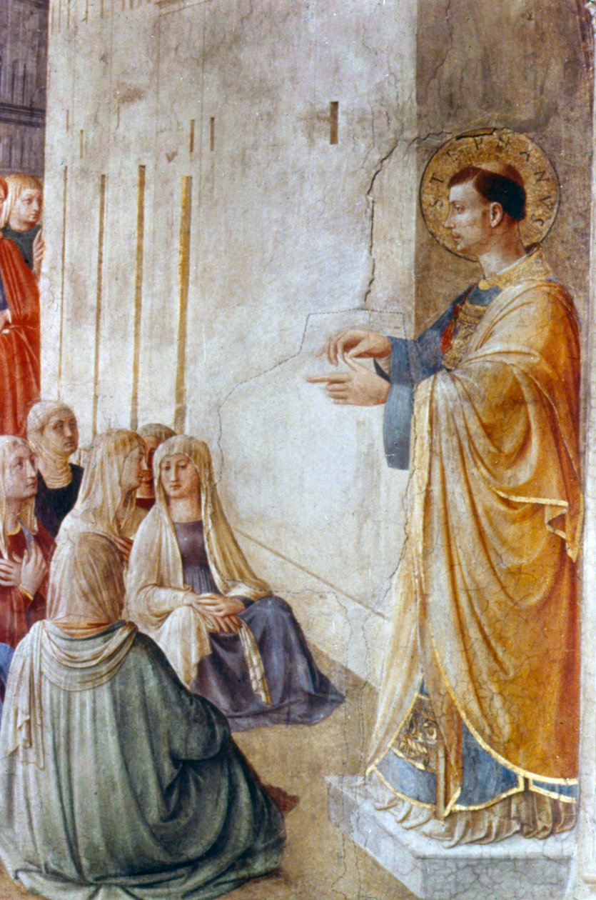 St. Stefanus predikend (detail) door Fra Angelico