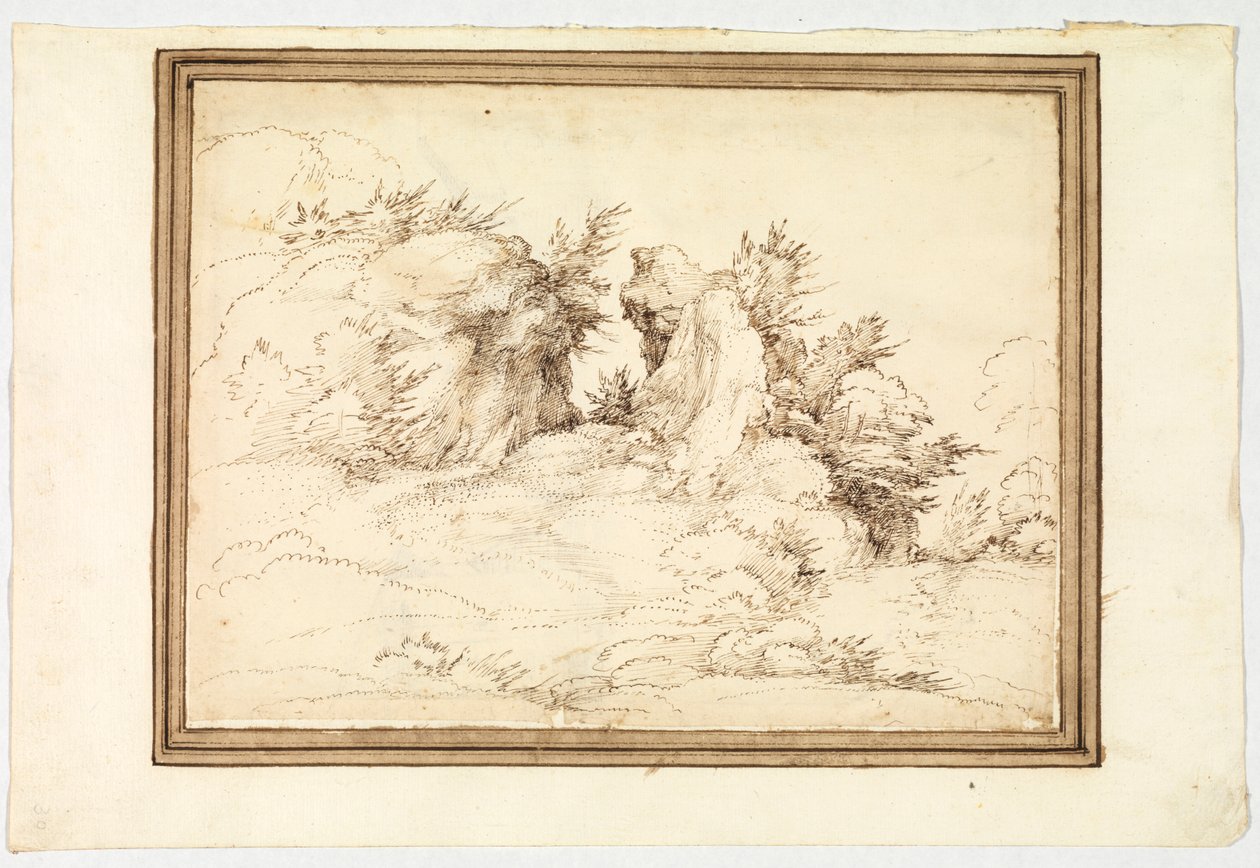 Pad tussen rotsen door Fra Bartolomeo