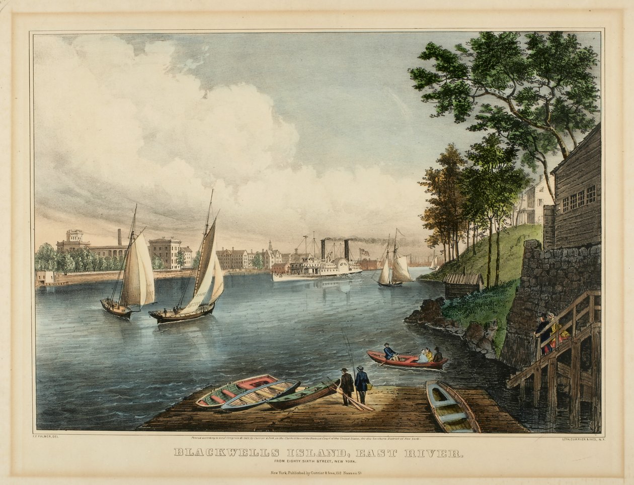 Blackwells Island, East River. Vanaf Zesentachtigste Straat, New York, 1862 door Frances Flora Bond Palmer