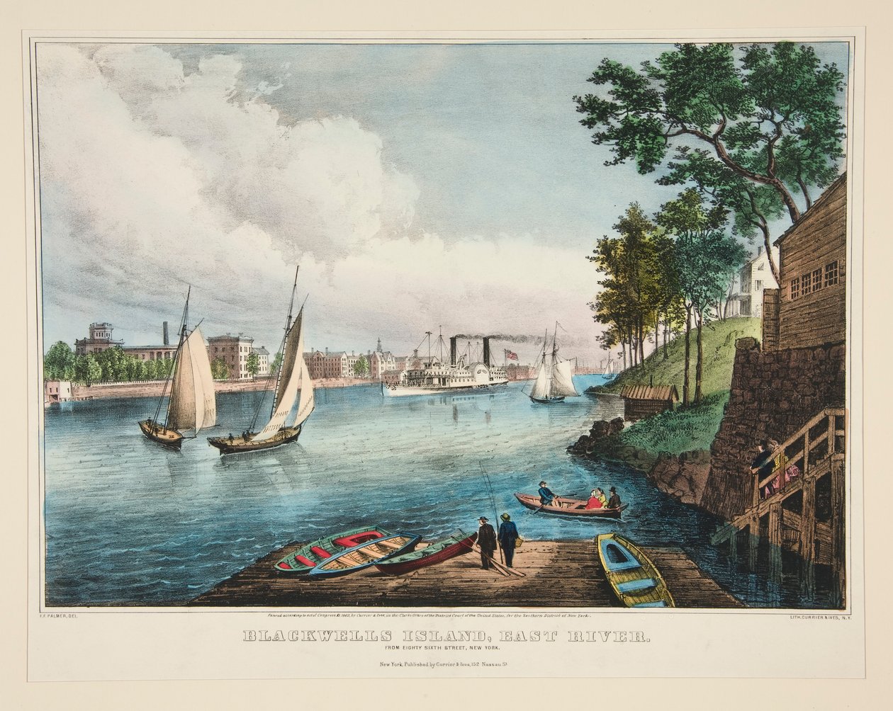 Blackwells Island, East River door Frances Flora Bond Palmer