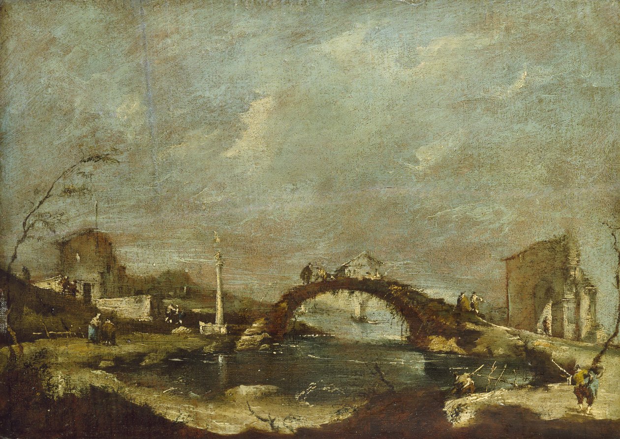 Capriccio landschap door Francesco Guardi