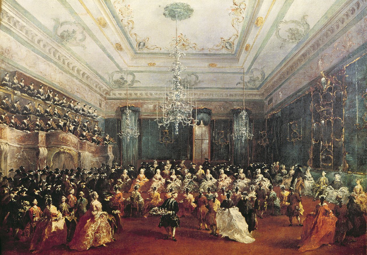 Galaconcert gegeven in januari 1782 in Venetië voor de tsarevitsj Paul van Rusland en zijn vrouw, Maria Feodorovna door Francesco Guardi