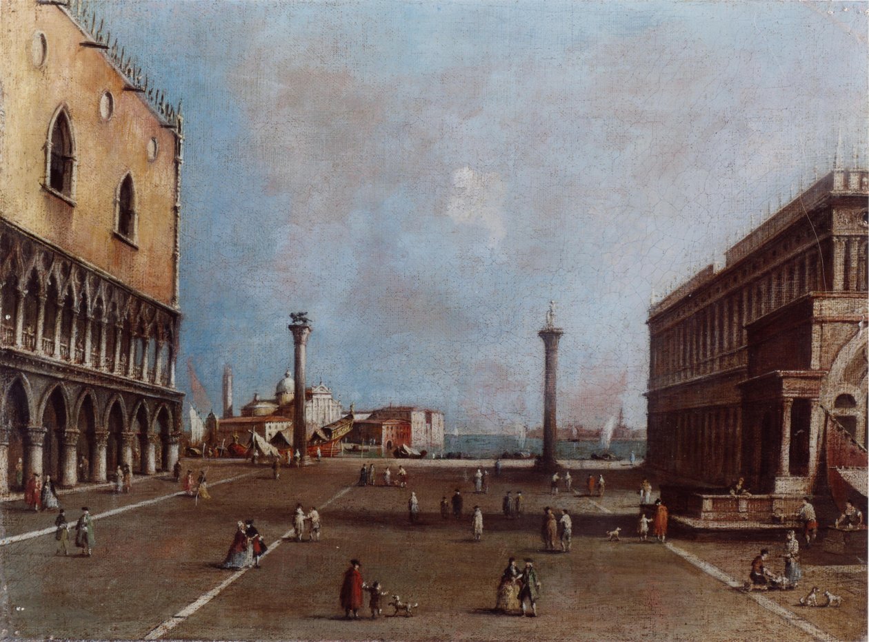 La Piazzetta richting het eiland San Giorgio door Francesco Guardi