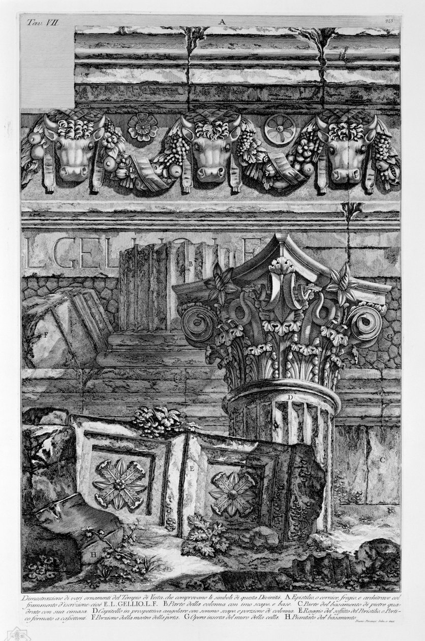 Dimostrazione di varj ornamenti del Tempio di Vesta, che comprovano li simboli di questa Divinità door Francesco Piranesi