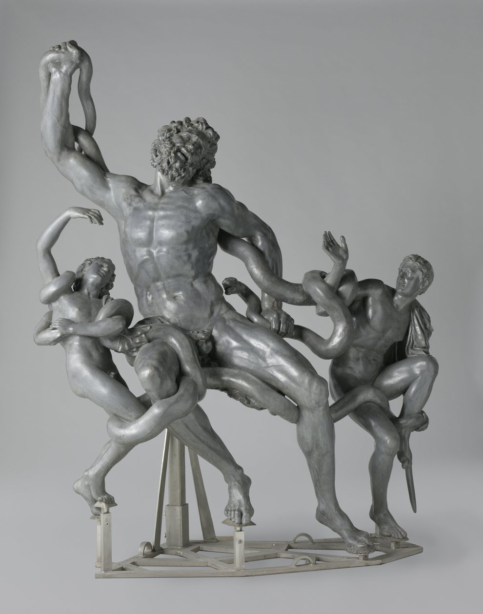 De Trojaanse priester Laocoön en zijn zonen vechten tevergeefs tegen de wurgende kracht van twee zeeslangen door Francesco Righetti