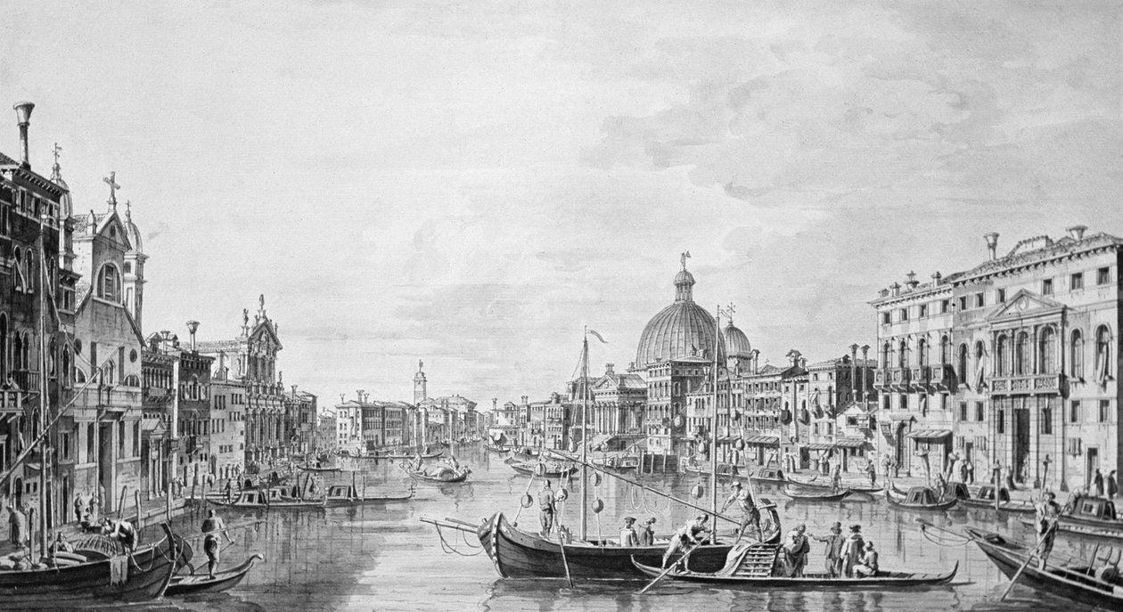 Uitzicht op het Canal Grande, Venetië, c.1800 door Francesco Triconi