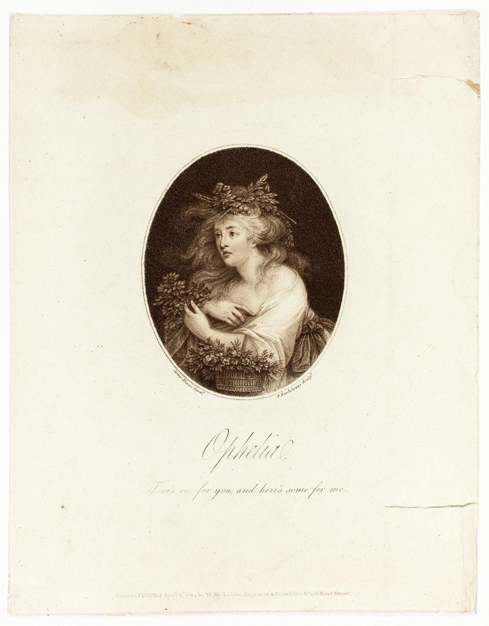 Ophelia door Francesco Bartolozzi
