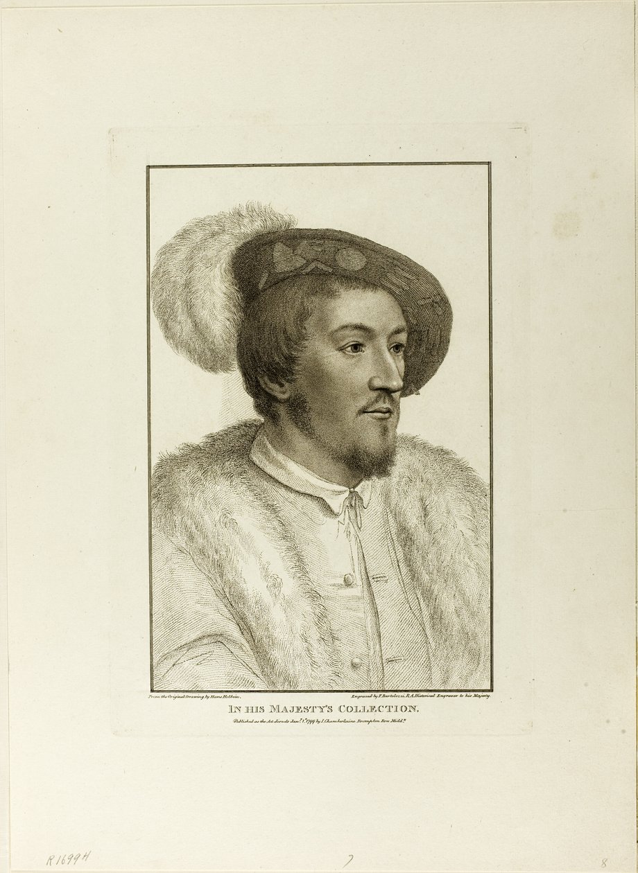 Portret van een jonge man door Francesco Bartolozzi