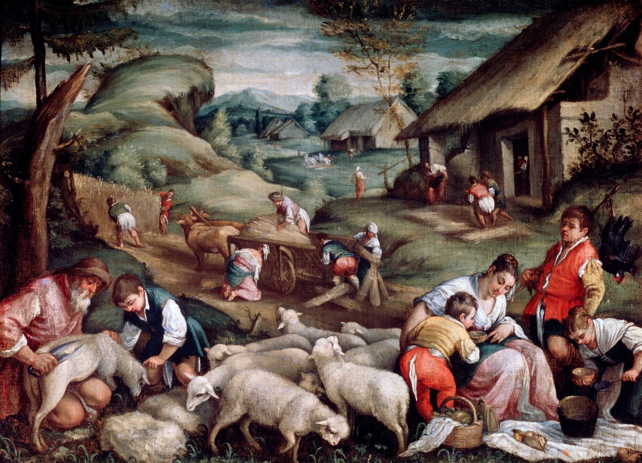 Zomer. Schapenscheren, c1570-c1580 door Francesco Bassano the Younger