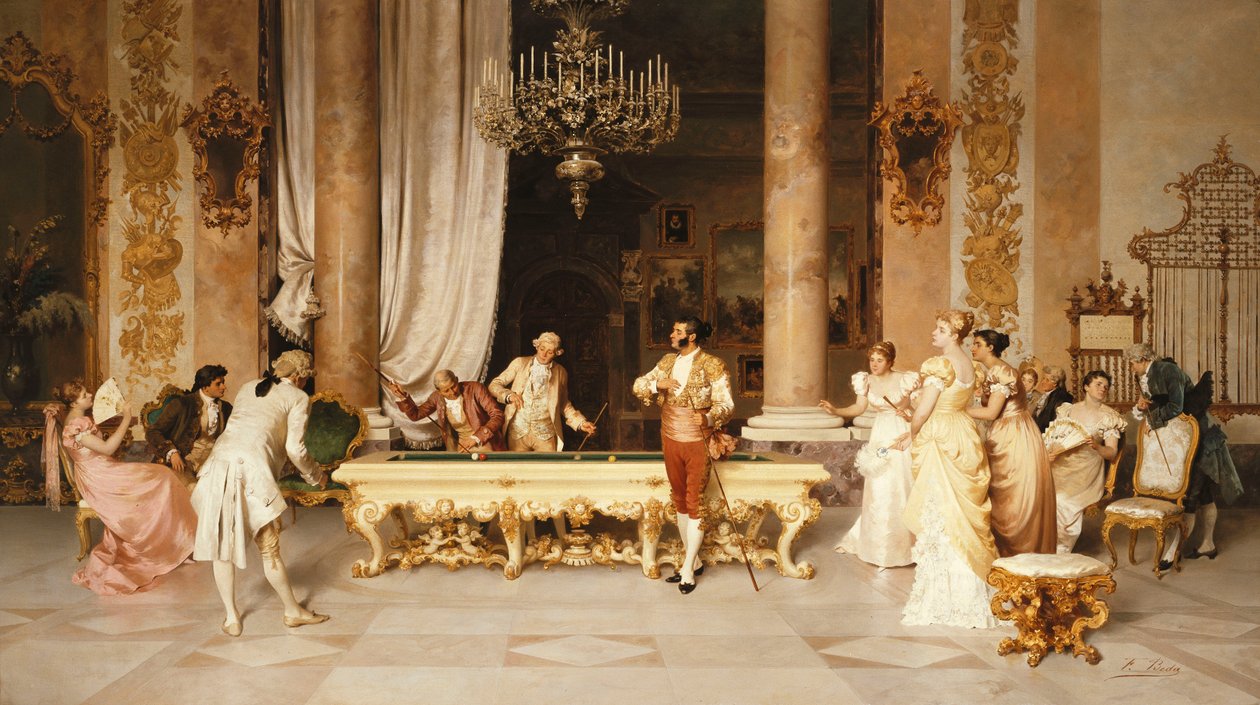 Een spelletje biljart door Francesco Beda