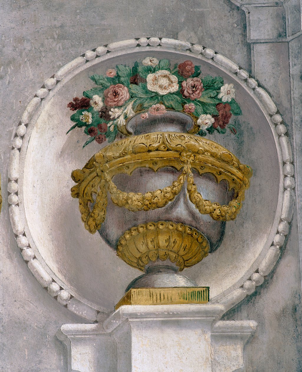 Vaas met bloemen (fresco) door Francesco Ferrari
