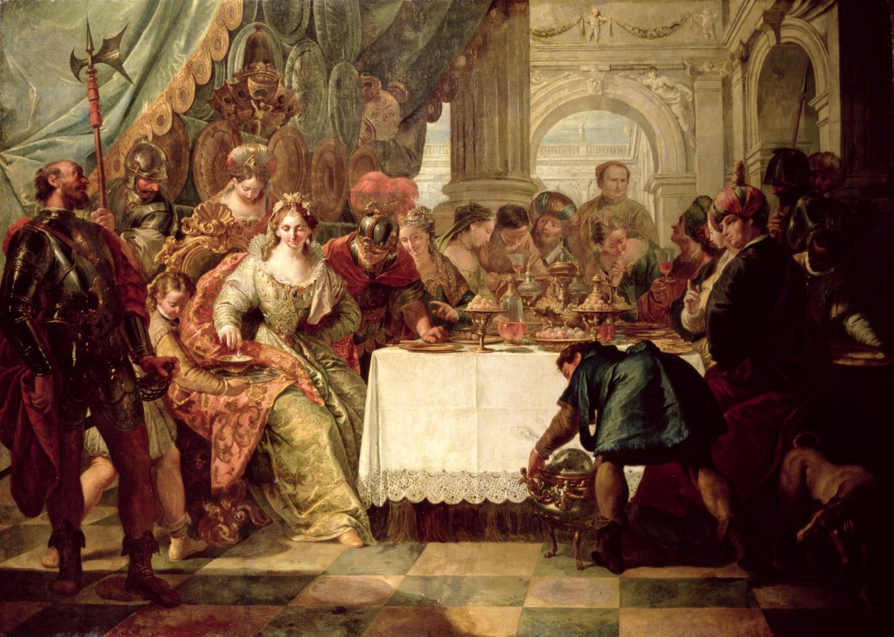 Het Banket van Cleopatra door Francesco Fontebasso
