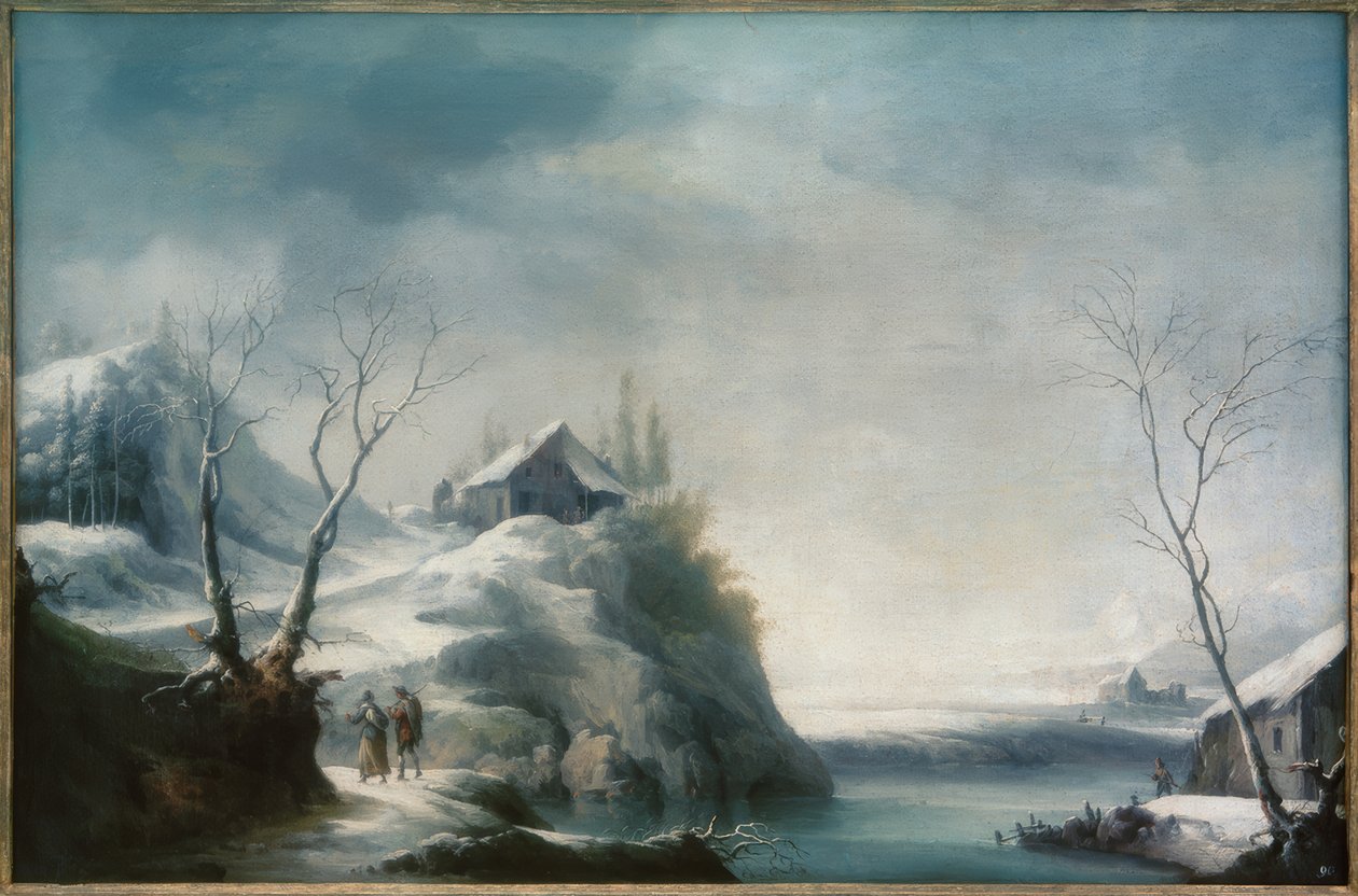 Winterlandschap met reizigers door Francesco Foschi