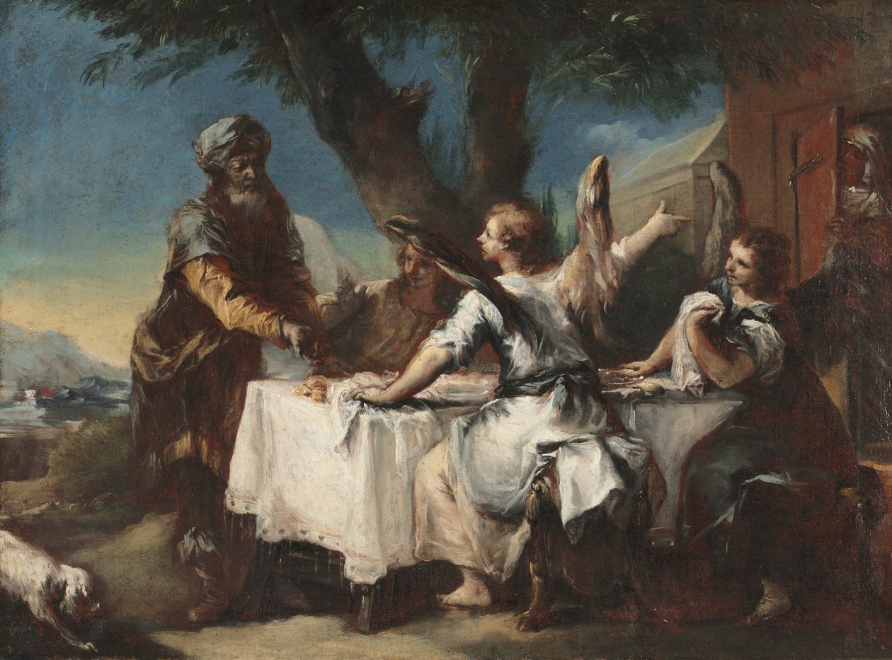 Abraham Verwelkomt de Drie Engelen, 1750s door Francesco Guardi