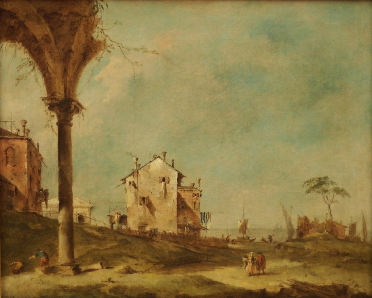 Capriccio, fantasielandschap met gebouwen aan de lagune door Francesco Guardi