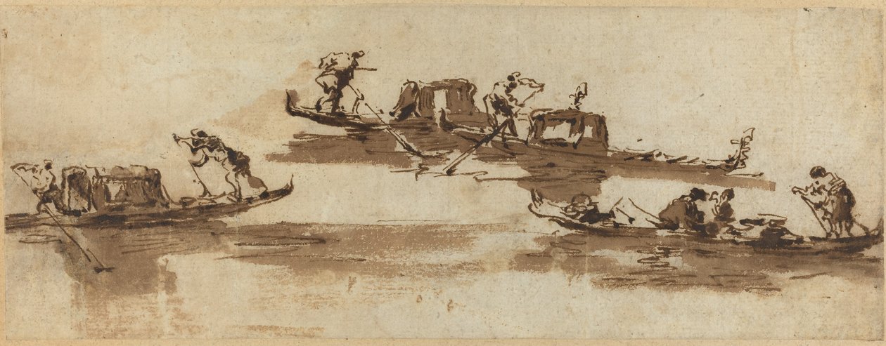 Gondels door Francesco Guardi